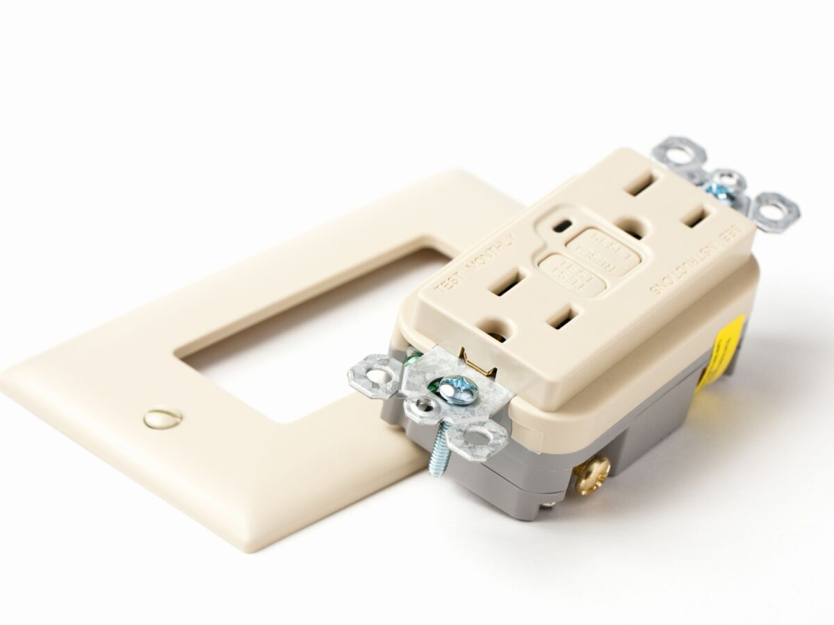 GFCI outlet with test and reset buttons.